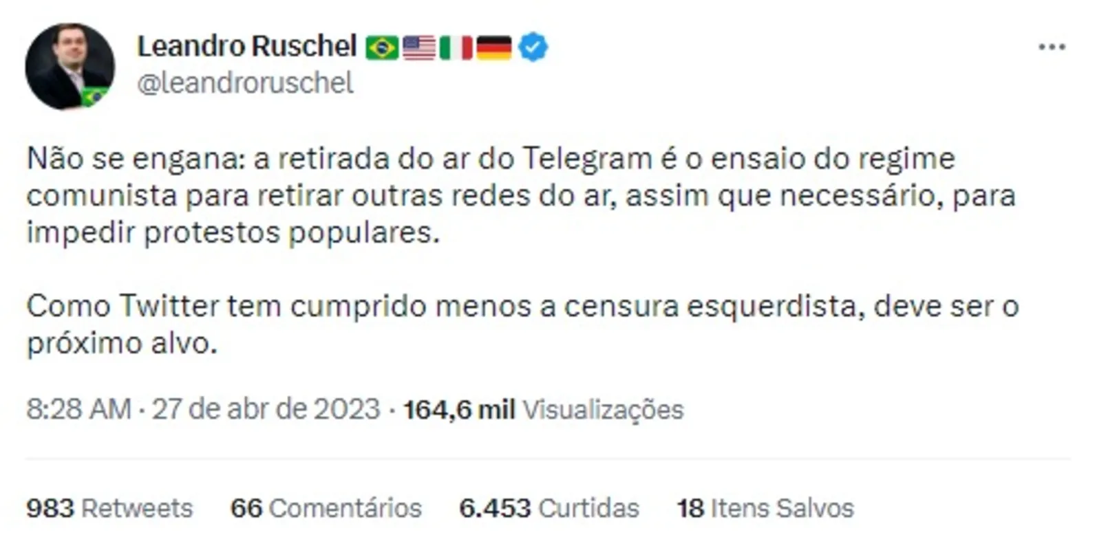 Imagem ilustrativa da imagem O que o Twitter diz sobre o bloqueio do Telegram? A Folha Confere!