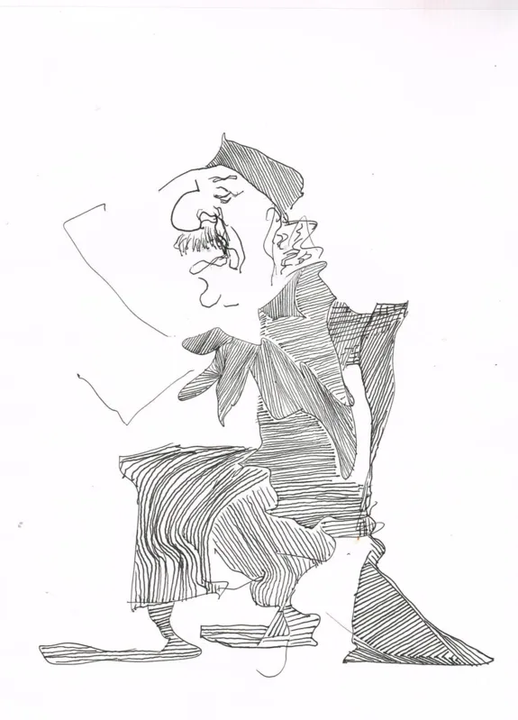 Retrato Do poeta Jack Hirschman na Feira de North Beach feito em 2014