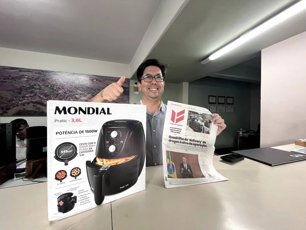 Álvaro Azuma Garcia, de Assaí, foi um dos sorteados e ganhou uma fritadeira elétrica