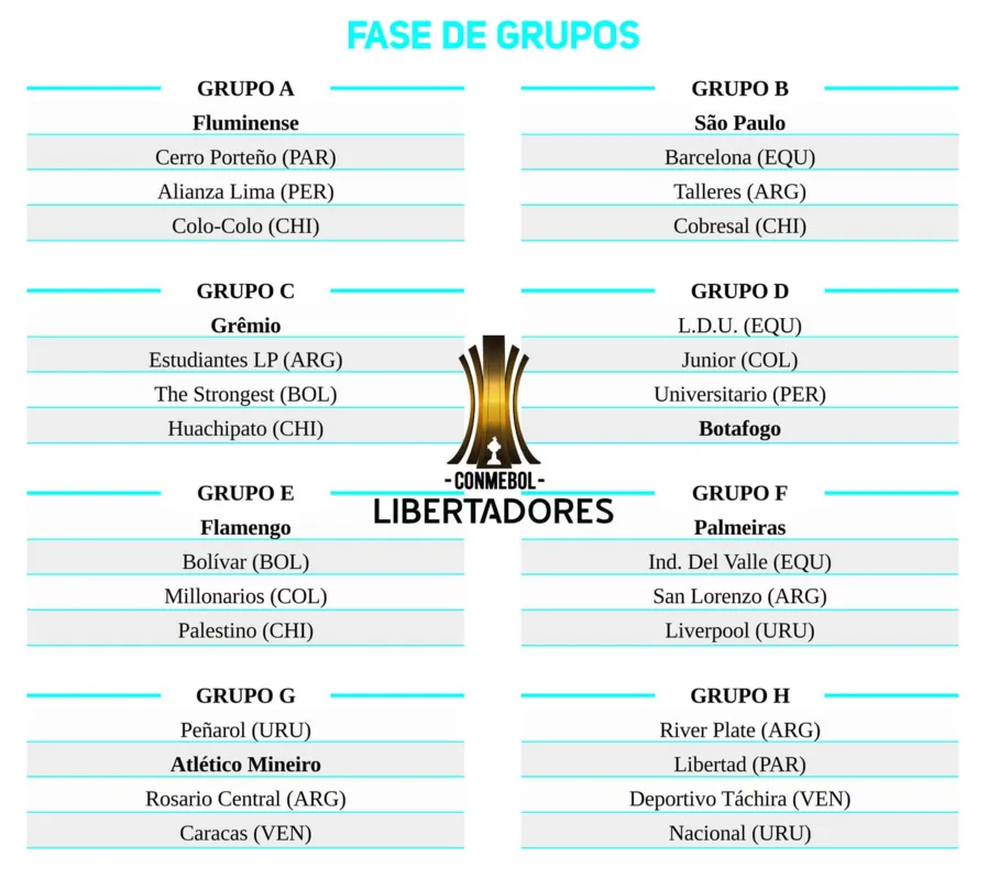 Imagem ilustrativa da imagem Brasileiros escapam de confrontos nacionais na Libertadores