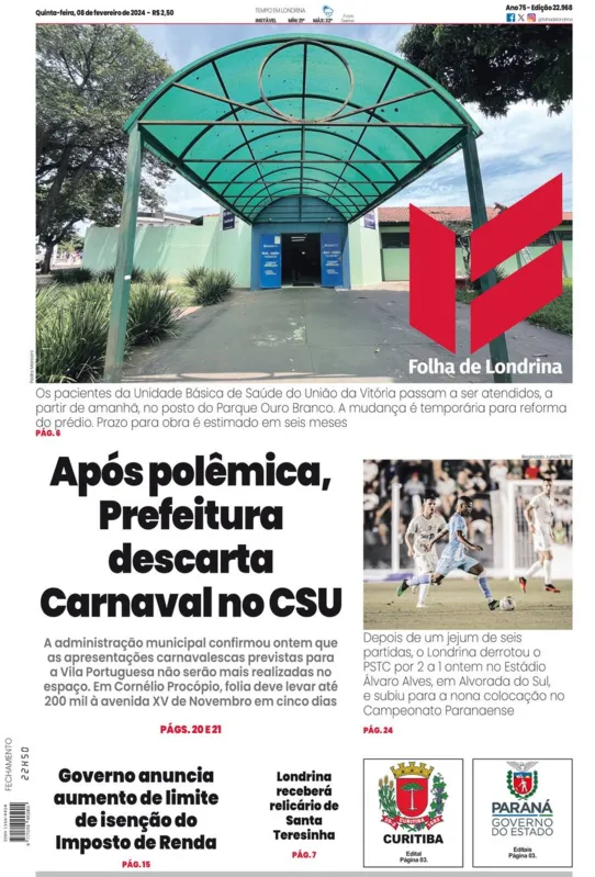 Imagem ilustrativa da imagem Capa 08/02/2024