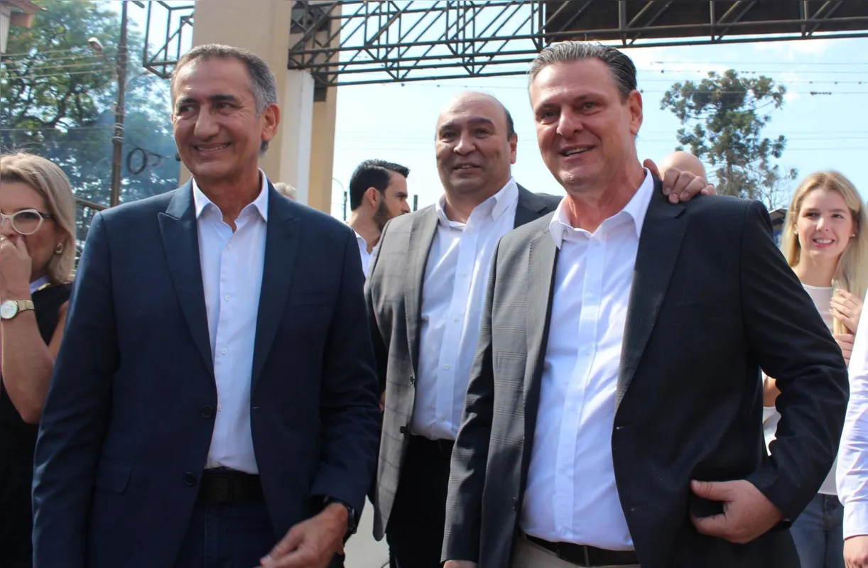 O presidente da SRP, Marcelo El-Kadre, entre os ministros da Integração e Desenvolvimento Regional, Waldez Góes, e da Agricultura, Carlos Fávaro