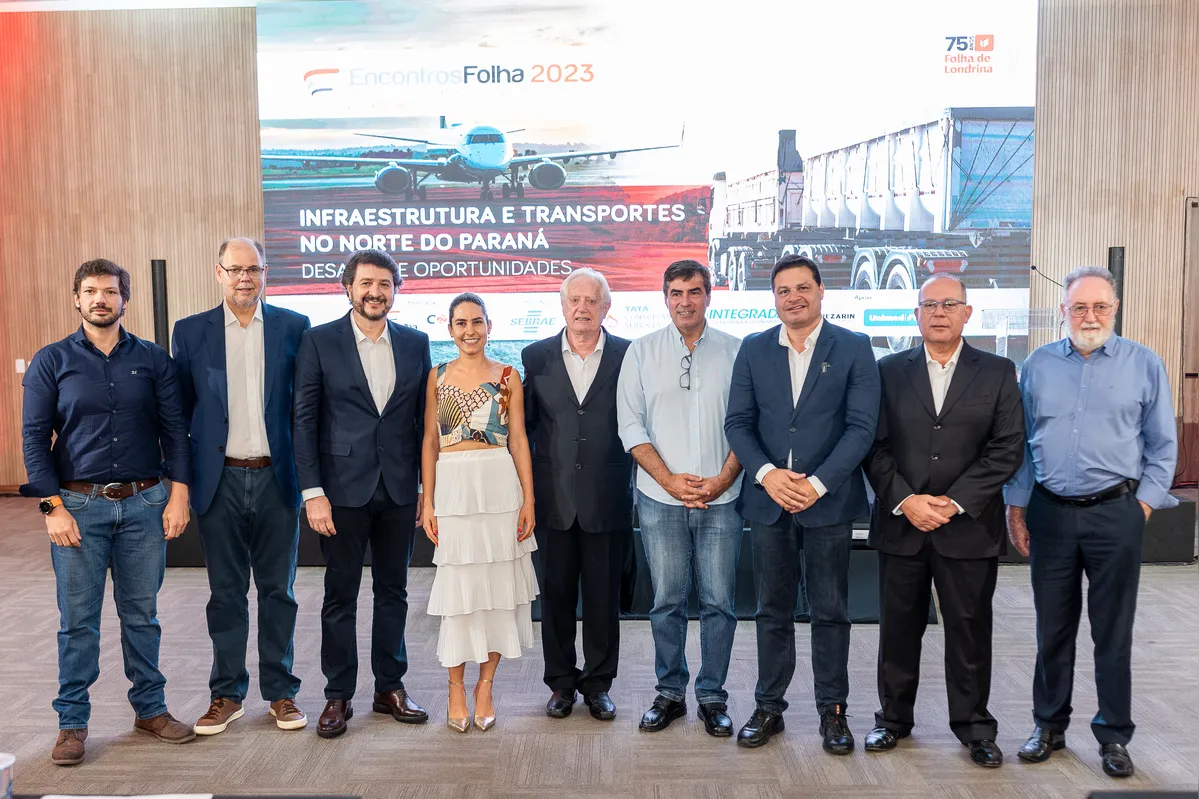 O deputado estadual Tiago Amaral, o presidente da Codel Alex Canziani, Fernando Moares, Danaê Fernandes, Marcos Rambalducci, Marcelo Belinati, Sandro Alex de Oliveira, Nicolás Mejía e Tercilio Turini