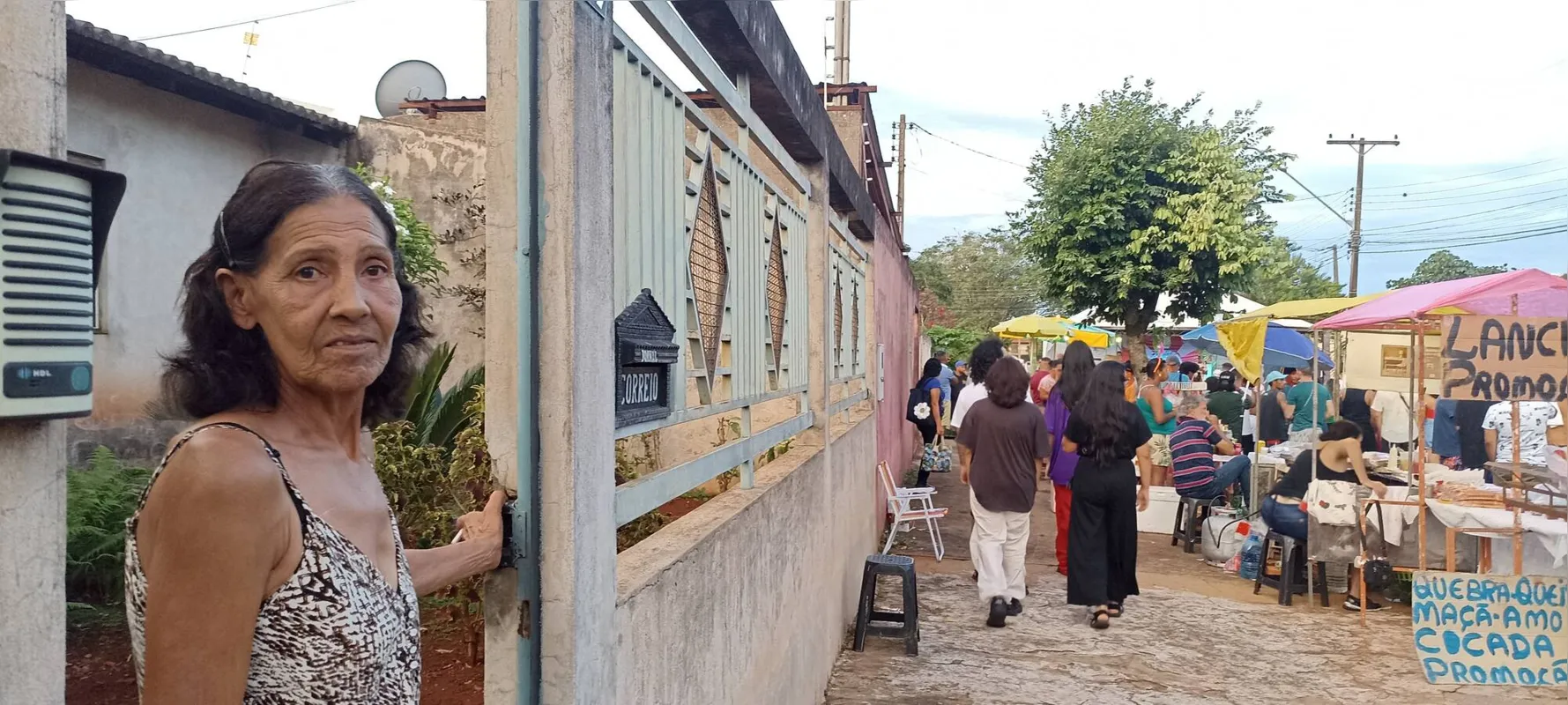 Maria Delfino, moradora do bairro há 43 anos: "Estou contente com essa festa toda porque amo o Carnaval"