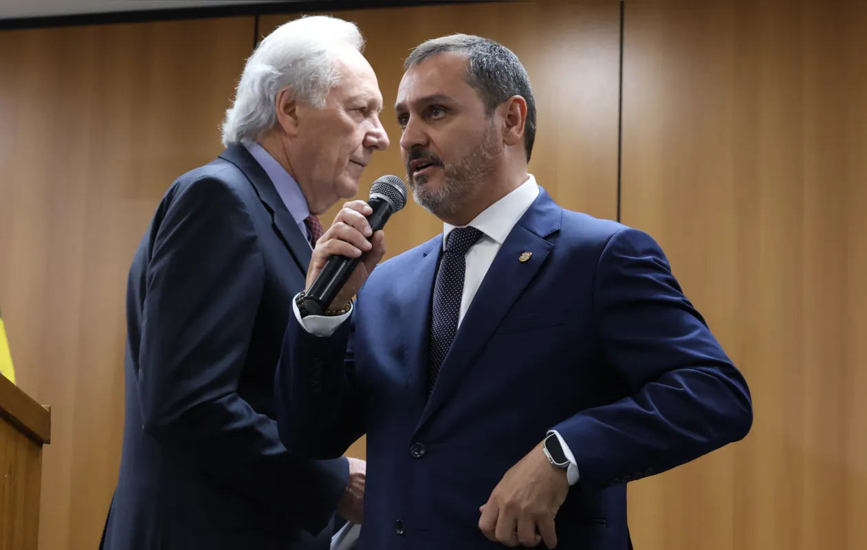 O Ministro da Justiça, Ricardo Lewandowski e o diretor Geral da PF, Andrei Passos, durante coletiva sobre os mandantes do assassinato de Marielle Franco