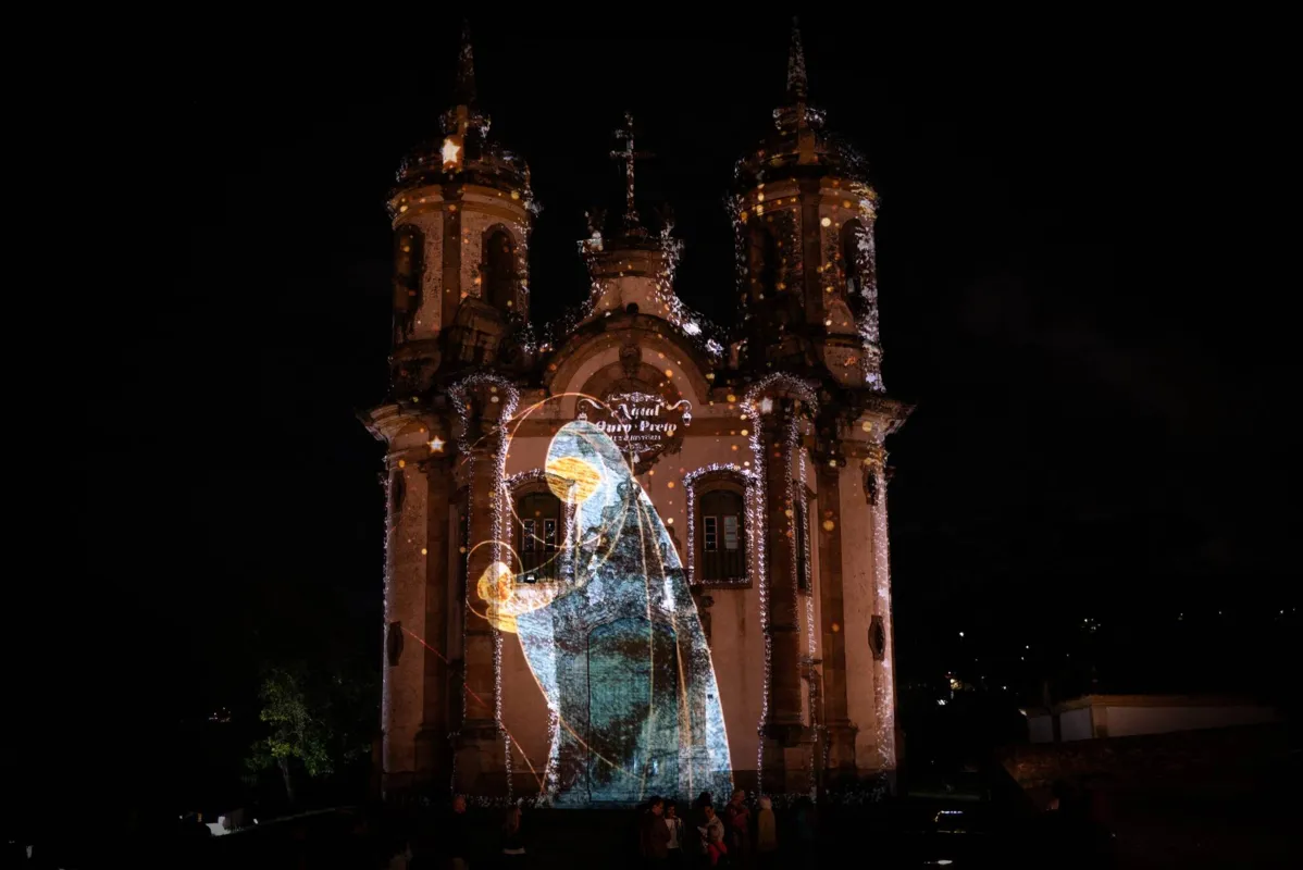 Projeção na Igreja de São Francisco de Assis, em Ouro Preto, Minas Gerais, Brasil