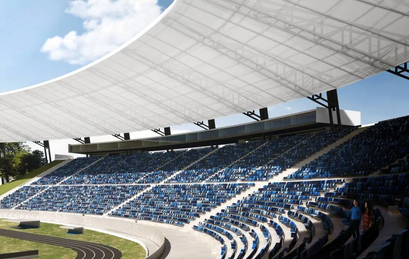 A intervenção mais significativa é a instalação de uma cobertura única, em formato oval, que cobre todo o estádio