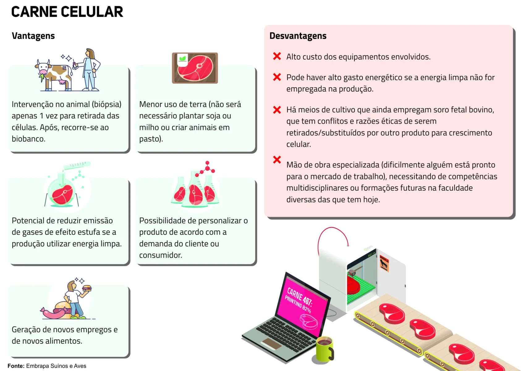 Imagem ilustrativa da imagem Pesquisas sobre carne celular avançam, mas popularização ainda está longe