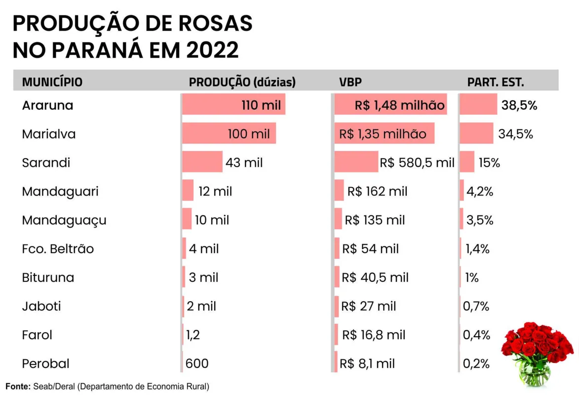 Imagem ilustrativa da imagem Araruna e Marialva produzem mais de 70% das rosas no PR