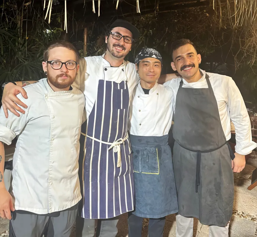 Leandro Karneiro, o Chef João Lemos, Gustavo Ogaki e Samuel Menezes