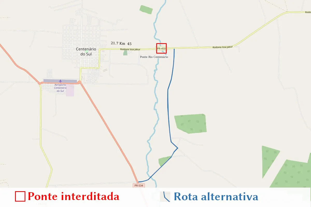 Imagem ilustrativa da imagem Ponte em Centenário do Sul será interditado a partir de segunda-feira