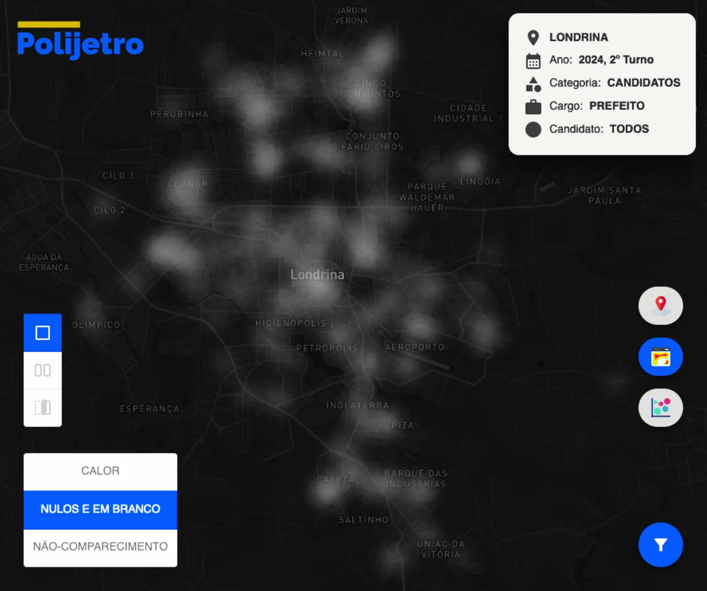 Imagem ilustrativa da imagem Plataforma interativa mostra mapa de calor de abstenções nas eleições em Londrina