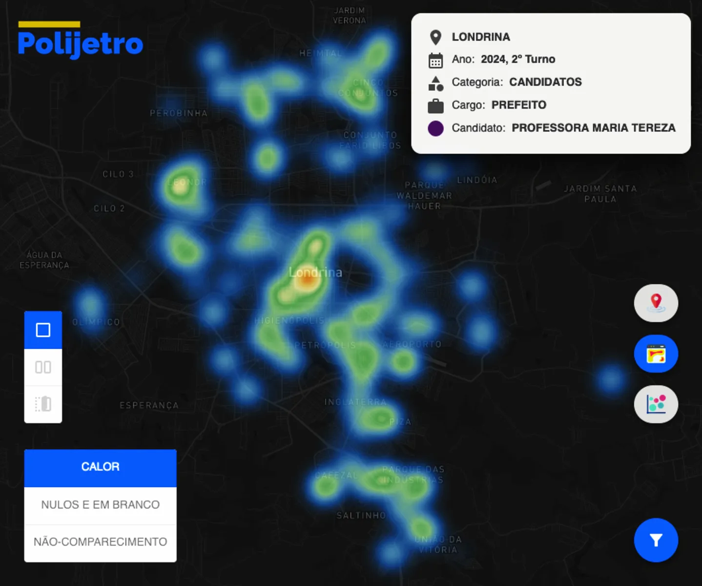 Imagem ilustrativa da imagem Plataforma interativa mostra mapa de calor de abstenções nas eleições em Londrina