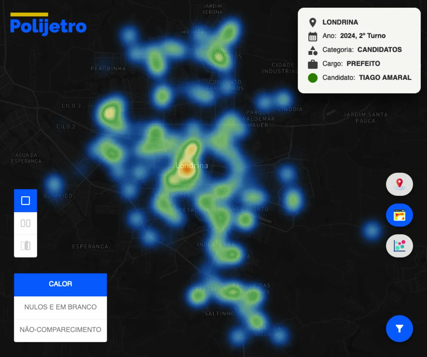 Imagem ilustrativa da imagem Plataforma interativa mostra mapa de calor de abstenções nas eleições em Londrina