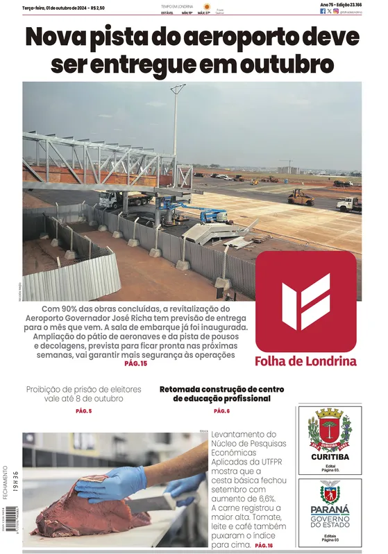 Imagem ilustrativa da imagem Capa 01/10/2024 - Folha de Londrina