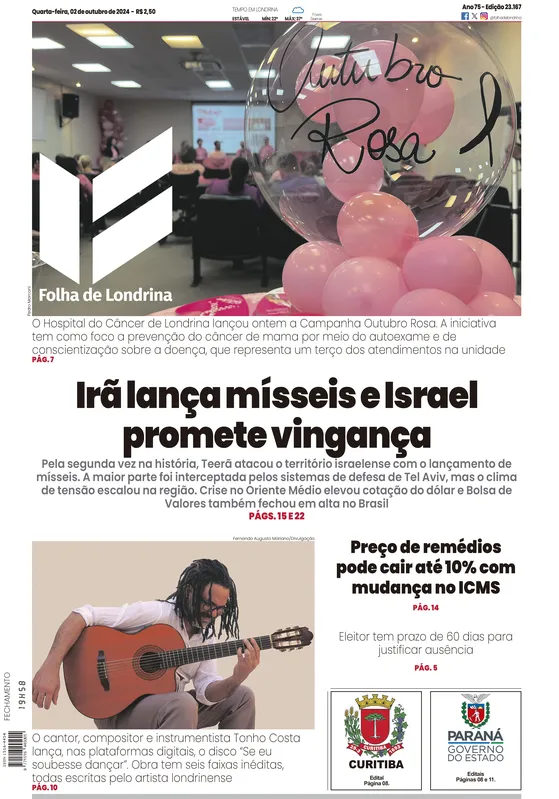 Imagem ilustrativa da imagem Capa 02/10/2024 - Folha de Londrina