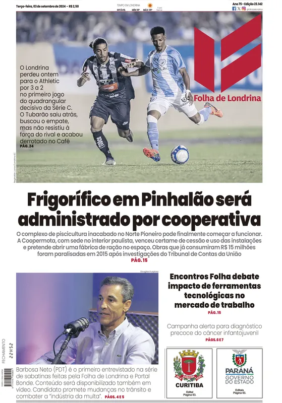 Imagem ilustrativa da imagem Capa 03/09/2024 - Folha de Londrina