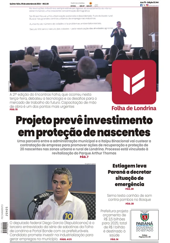 Imagem ilustrativa da imagem Capa 05/09/2024 - Folha de Londrina