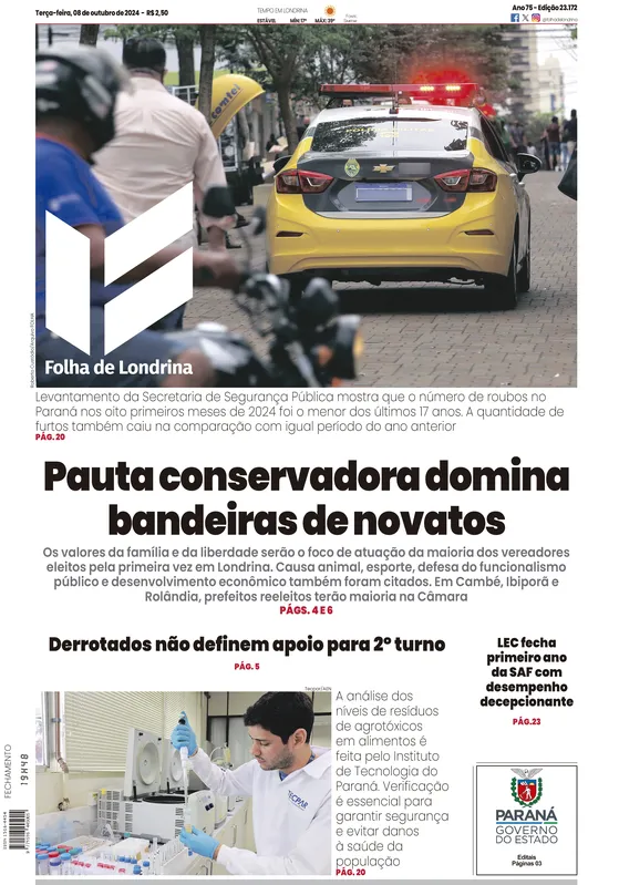 Imagem ilustrativa da imagem Capa 08/10/2024 - Folha de Londrina