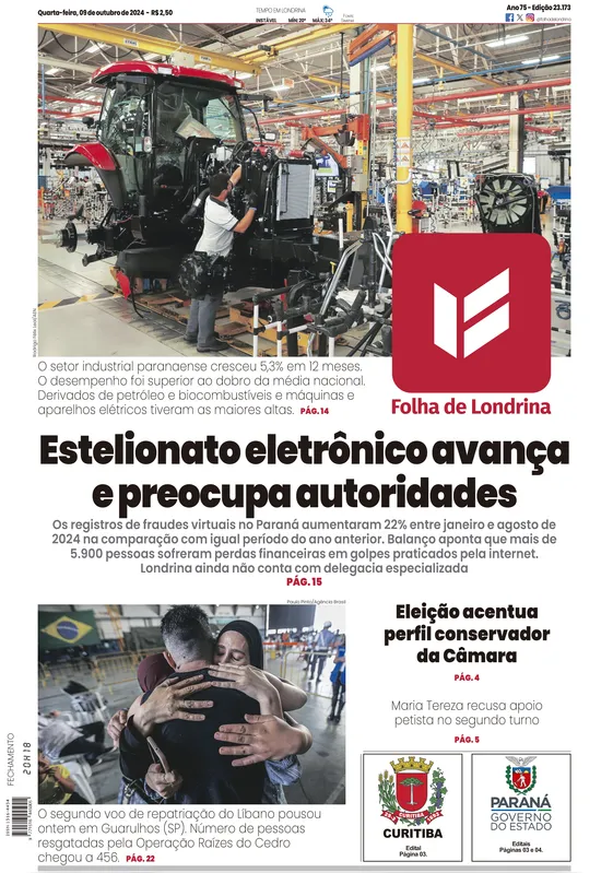 Imagem ilustrativa da imagem Capa 09/10/2024 - Folha de Londrina