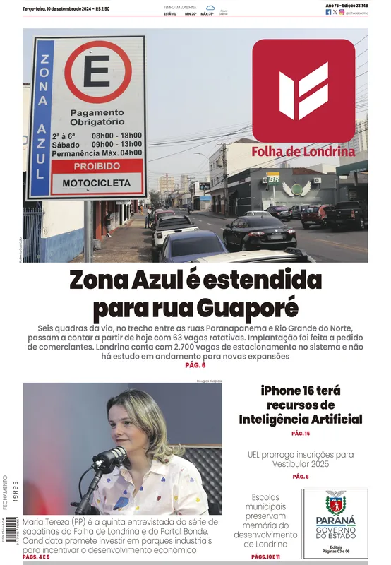 Imagem ilustrativa da imagem Capa 10/09/2024 - Folha de Londrina