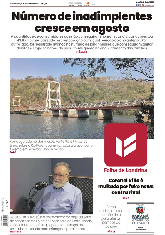 Imagem ilustrativa da imagem Capa 11/09/2024 - Folha de Londrina