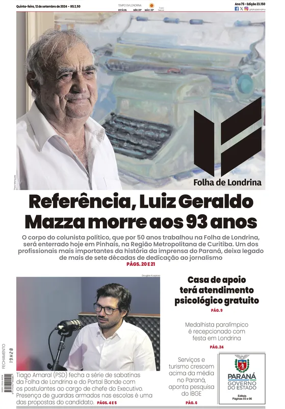Imagem ilustrativa da imagem Capa 12/09/2024 - Folha de Londrina