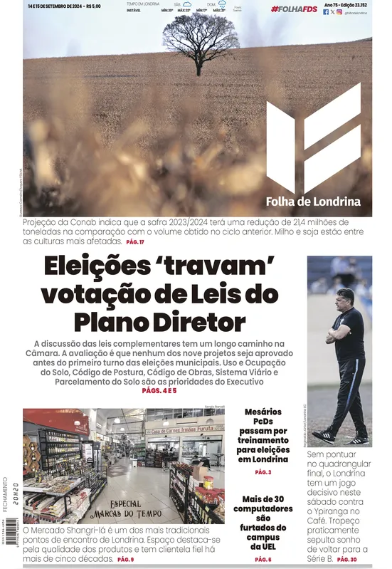Imagem ilustrativa da imagem Capa 14/09/2024 - Folha de Londrina