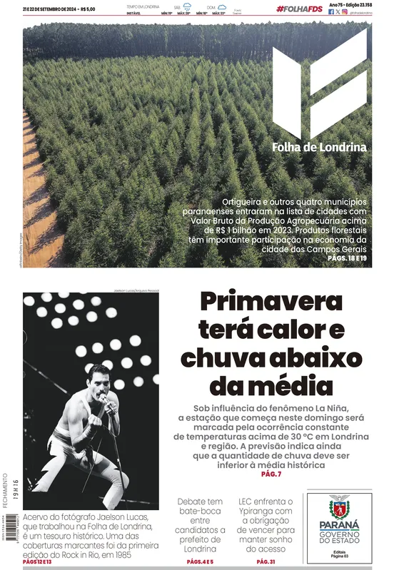 Imagem ilustrativa da imagem Capa 21/09/2024 - Folha de Londrina