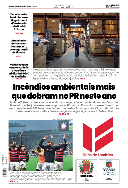 Imagem ilustrativa da imagem Capa 21/10/2024 - Folha de Londrina