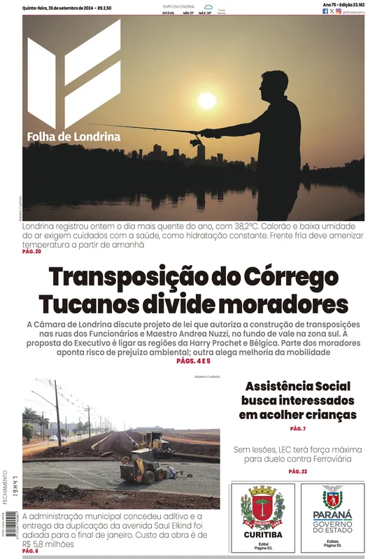 Imagem ilustrativa da imagem Capa 26/09/2024 - Folha de Londrina