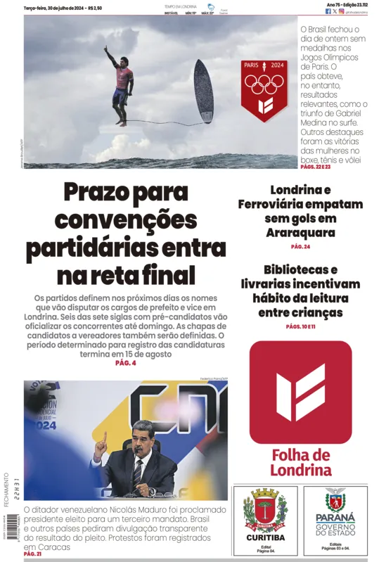 Imagem ilustrativa da imagem Capa 30/07/2024