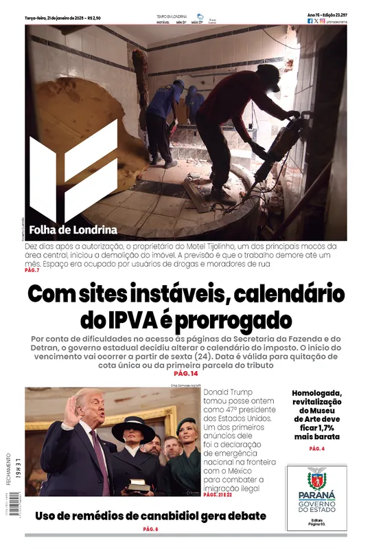 Imagem ilustrativa da imagem Capa do dia 21/01/2025