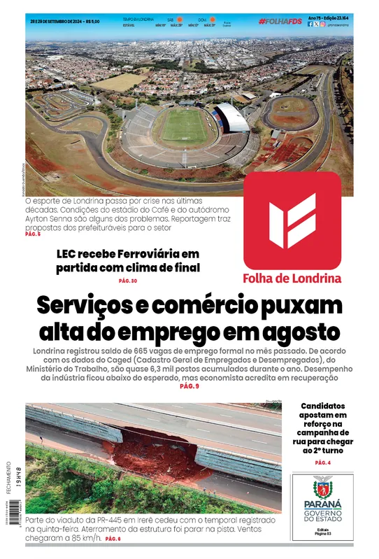 Imagem ilustrativa da imagem Capa final de semana 28/09/2024- Folha de Londrina