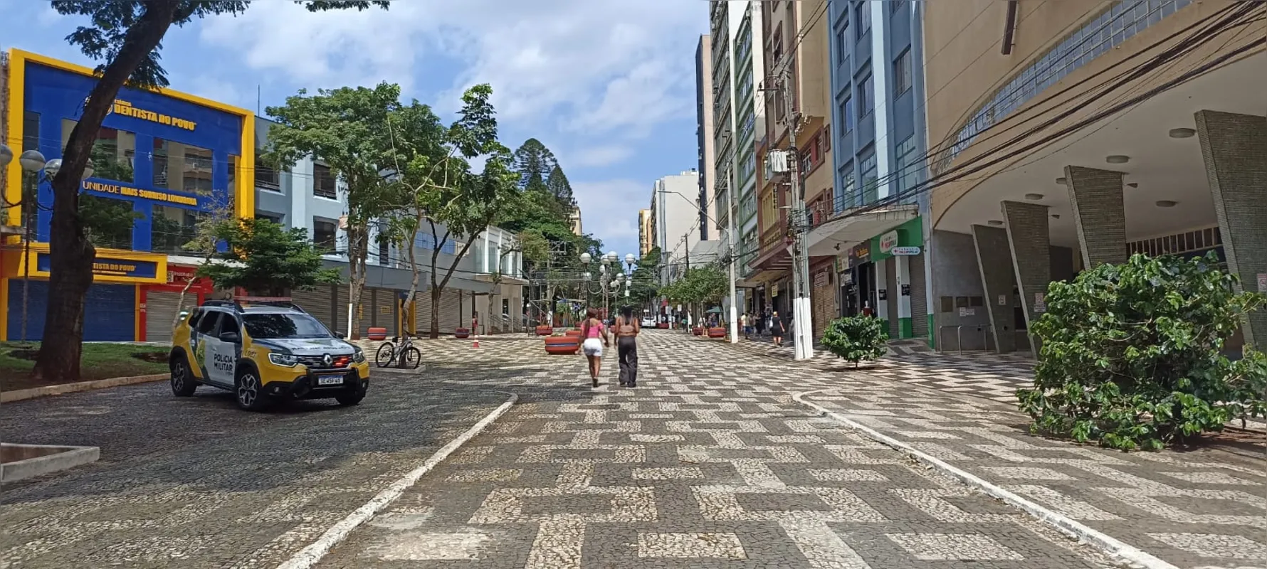 Durante o período da manhã, o Calçadão ficou vazio