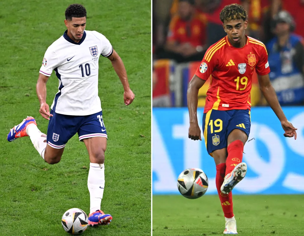 O inglês Jude Bellingham e o espanhol Lamine Yamal devem ser os grandes protagonistas da final da Eurocopa