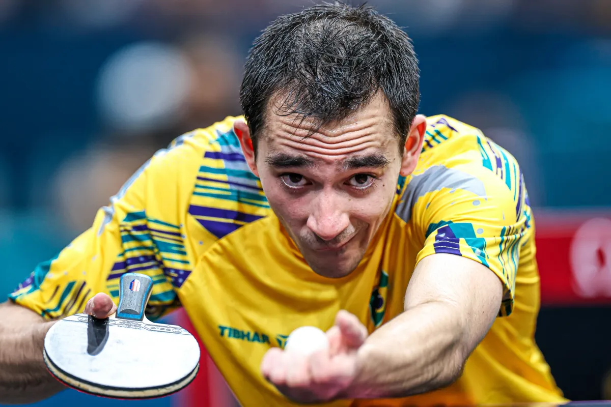 2024.07.30 - Jogos Olímpicos Paris 2024 - Tênis de mesa masculino - Hugo Calderano enfrenta Álvaro Robles, atleta da Espanha. - Foto: Wander Roberto/COB