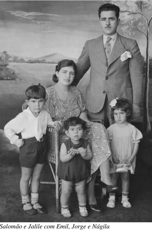 Salomão e Jamile com os filhos Emil, Jorge e Nágila