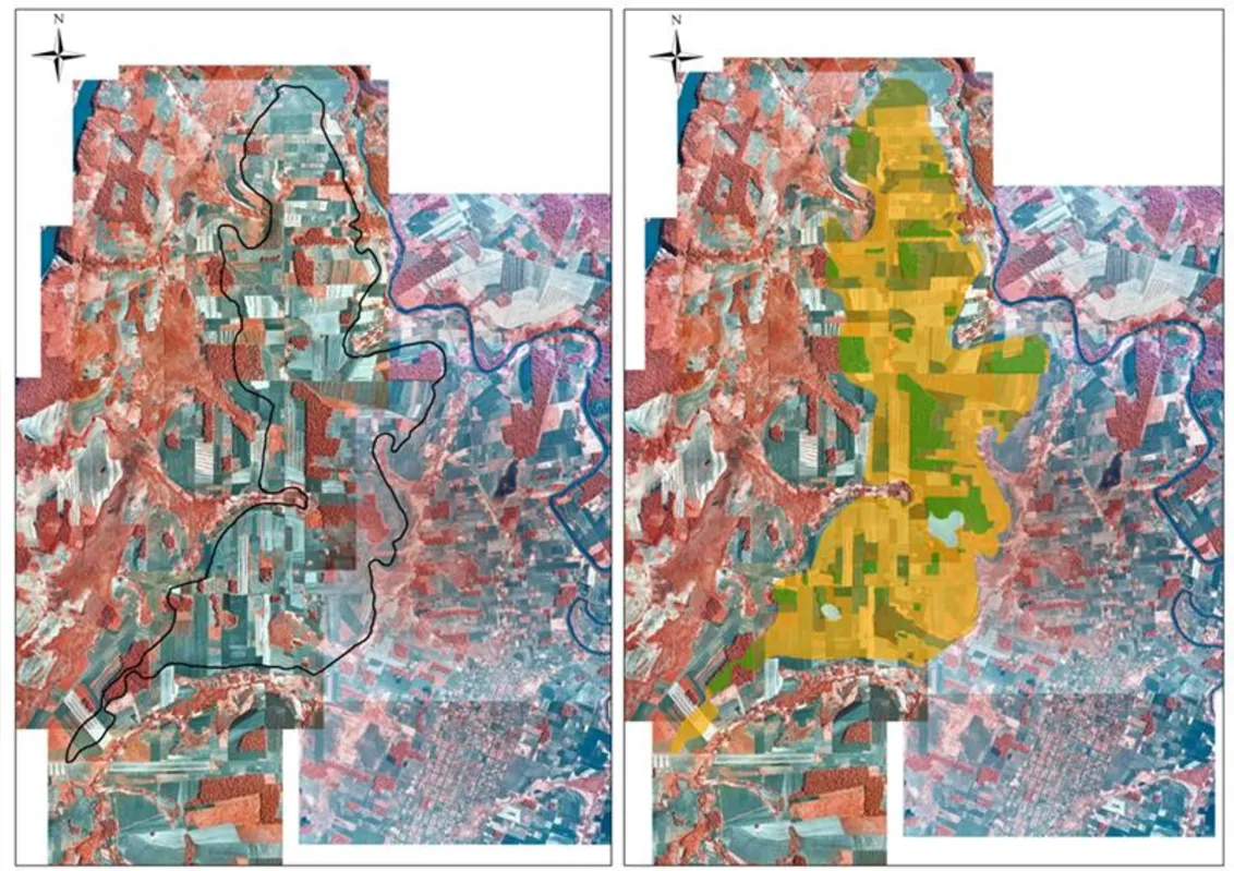 Imagem de 1974 em comparação com 2024 mostra a cobertura florestal da área