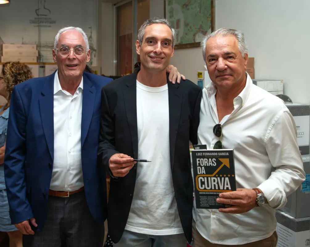 Bruno Pedalino, o anfitrião Rafaello Pedalino e Bruno Veronesi