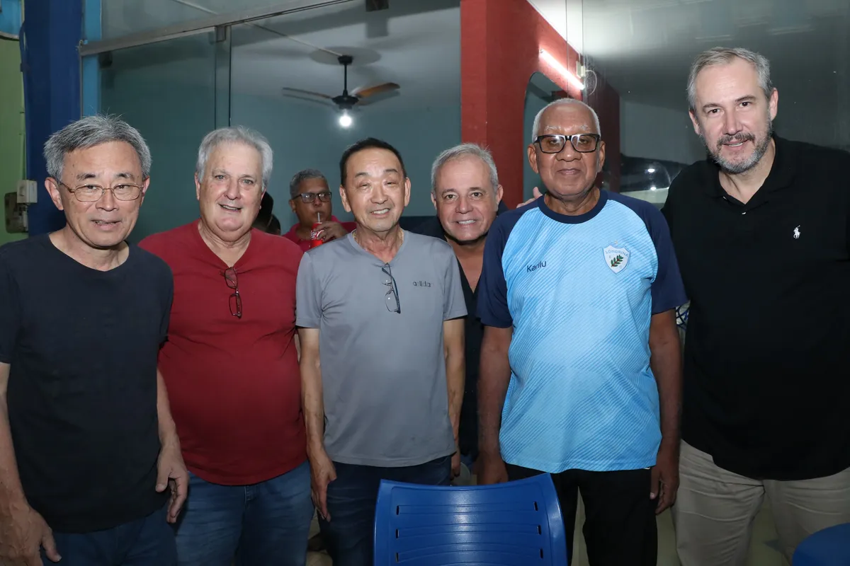 Wilson Kaneshima, Samuel Hellene ,o anfitrião e homenageado Tomio Antônio Furuta, Roberto Coelho e Carlos Gardemann