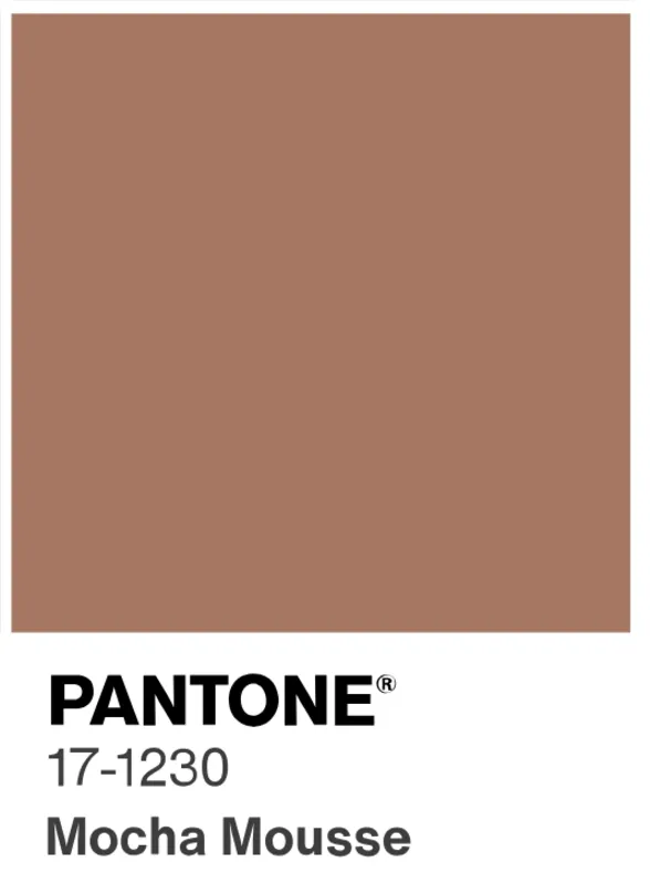 "Uma tonalidade marrom quente e rica, PANTONE 17-1230 Mocha Mousse nutre com sua sugestão da deliciosa qualidade do cacau, chocolate e café, refletindo nosso desejo de conforto", disse a empresa em seu site.