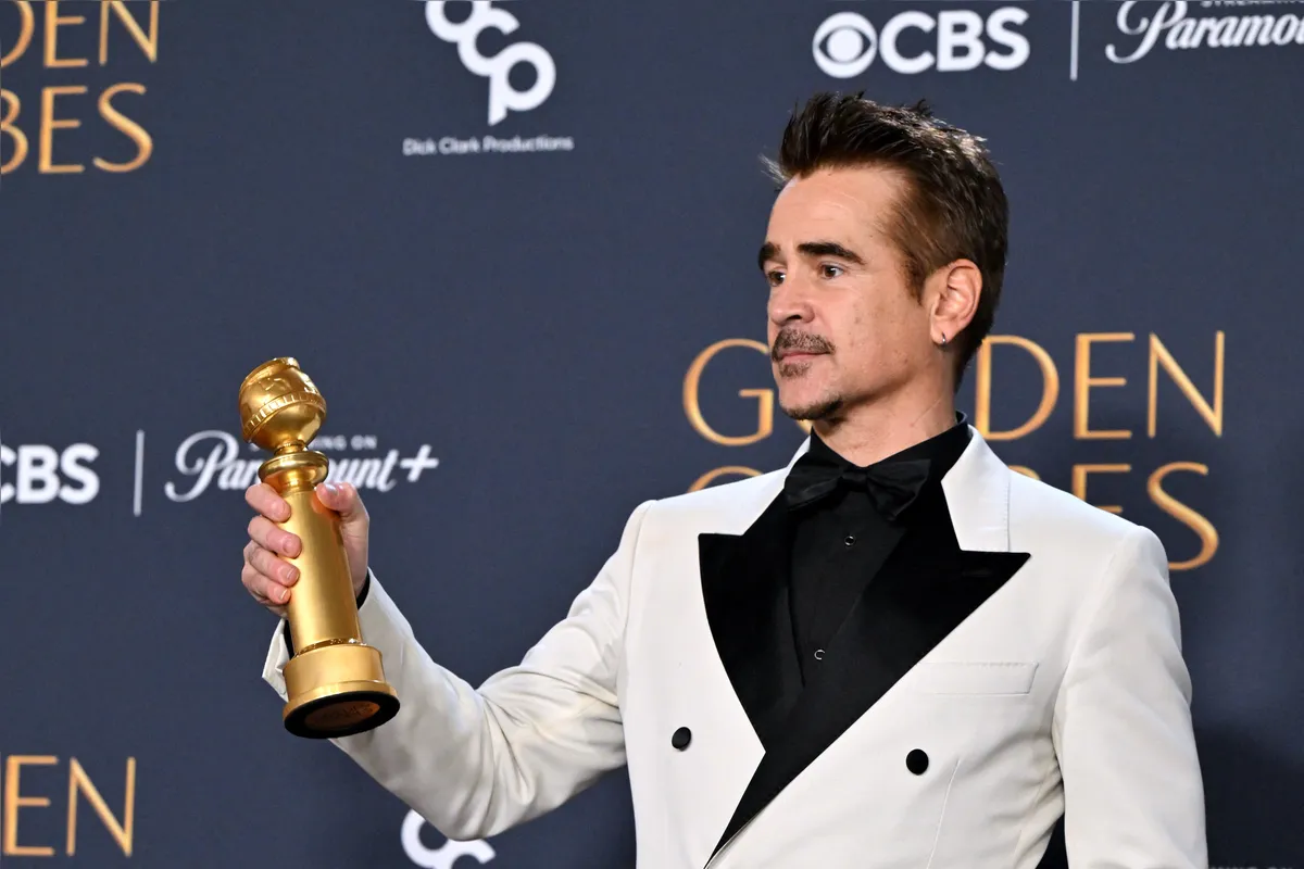 Colin Farrell,  vencedor do Globo de Ouro pela 
 minissérie "Pinguim"