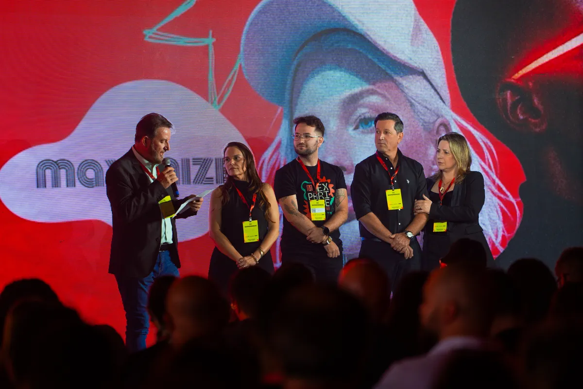 Momento da abertura do evento Edson Benvenho,  Denise Benvenho, Gustavo Benvenho , Nivaldo e Sandra Benvenho