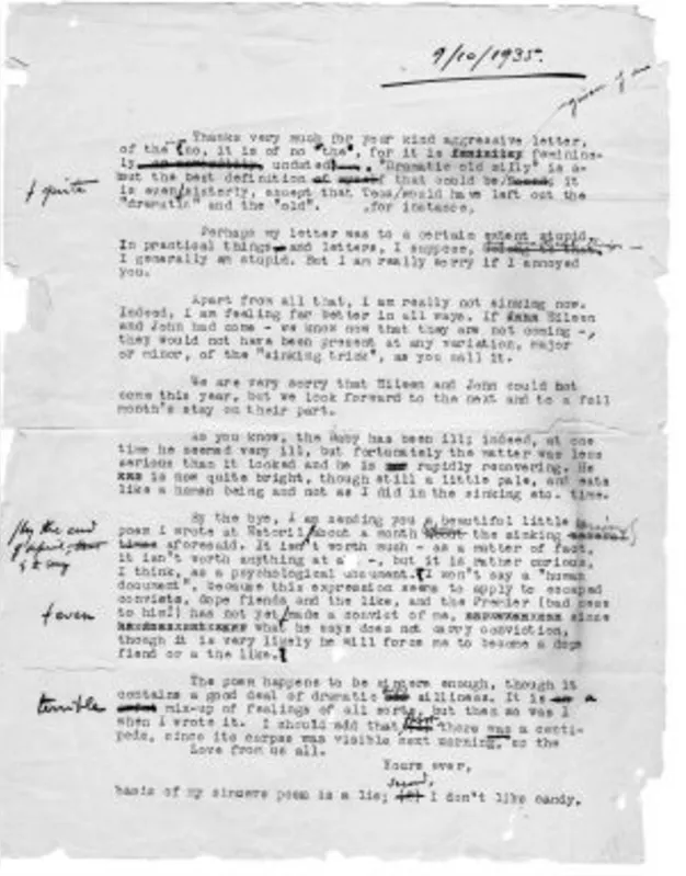 Rascunho datado de carta de Fernando Pessoa para Madge Anderson
