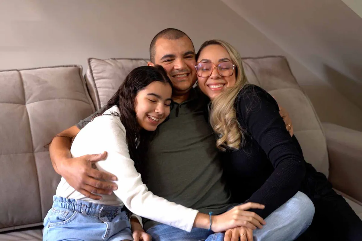 Renato com a mulher Amanhã e a filha Anna Beatriz: orguho