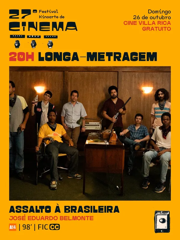 No domingo (26), haverá duas sessões de "Assalto à Brasileira" no Cine Villa Rica, às  18h e às 20h