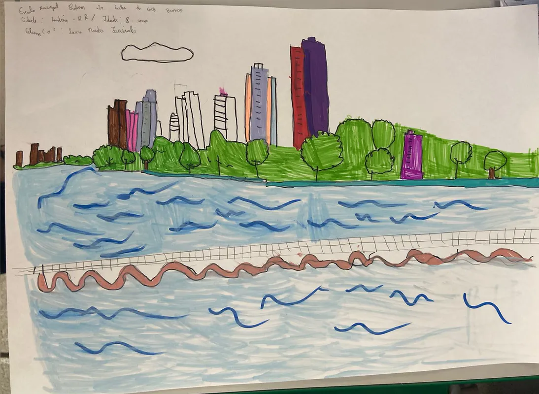 Paisagens de Londrina, como o Lago Igapó, são temas de desenhos feitos pelos alunos da E.M. Castelo Branco