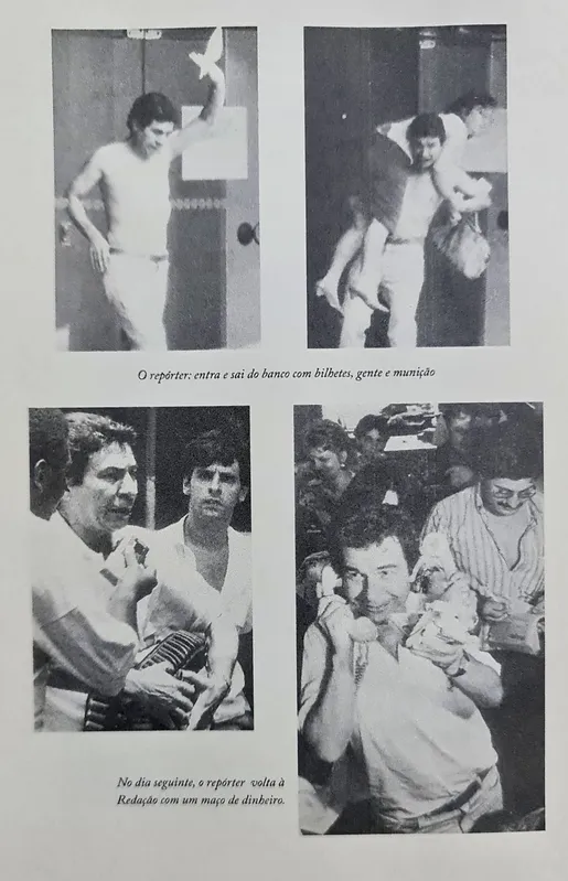 Ousadia histórica: o repórter Paulo Ubiratan, da Folha de Londrina à época do assalto, carregando pessoas para fora do banco