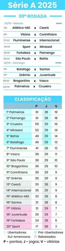 Imagem ilustrativa da imagem Palmeiras e Flamengo seguem na briga pelo título